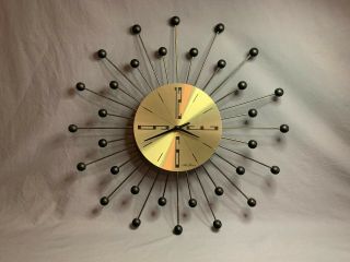 Vintage Seth Thomas Mid - Century Modern Starburst Atomic Wall Clock