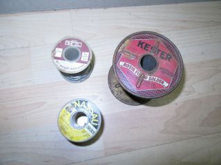 3 Spools Of Vintage Solder Nassau C Rosin Kester Resin Core And Plastic Core