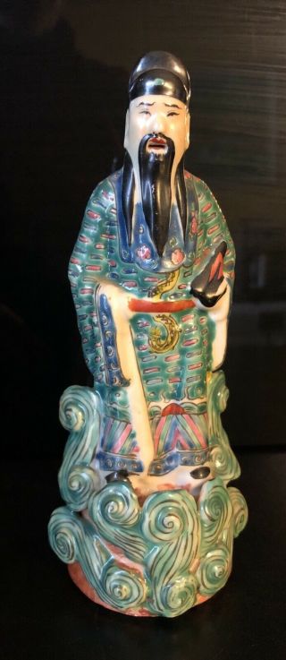 Vintage Chinese Porcelain Figurine Statue Hand Painted God Immortal Man