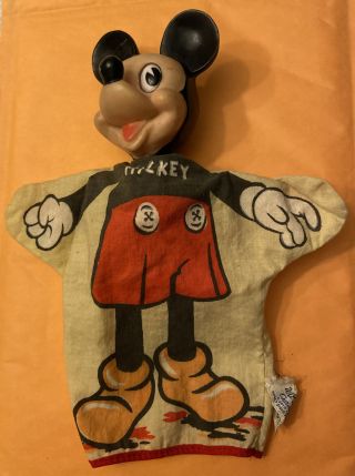 Vintage Gund Walt Disney Mickey Mouse Hand Puppet Rubber Head Toy
