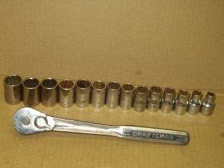 Vintage Craftsman =v= Series 1/2 " Dr Ratchet Wrench W 14 Pc Metric Socket Set