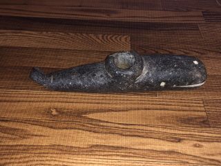 Antique Eastern Native American Carved Steatite Stone Whale Effigy Pipe