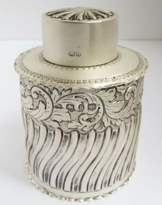 Beautful Decorative English Antique Victorian 1894 Sterling Silver Tea Caddy Box
