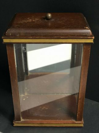 Vintage Small Wood Display Case Mini Curio Cabinet W/mirror & Lid