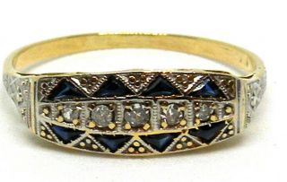 Antique Art Deco 18k Gold & Platinum With Diamonds And Sapphires Ring