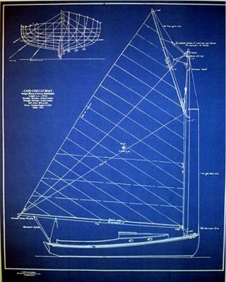 Vintage Cape Cod Cat Boat 1913 Builders Blueprint Plan 19 " X 24 " (275)