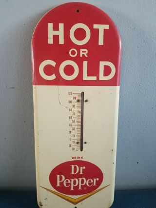 (vtg) 1950s Dr.  Pepper Soda Pop Advertising Thermometer Metal Sign Antique