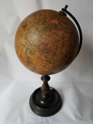 Antique Vintage Geographia 6 Inch Terrestrial Globe C.  1920 With Brass Meridian