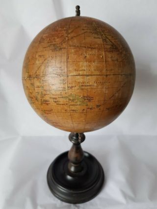 Antique Vintage Geographia 6 Inch Terrestrial Globe c.  1920 with Brass Meridian 4