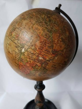 Antique Vintage Geographia 6 Inch Terrestrial Globe c.  1920 with Brass Meridian 5
