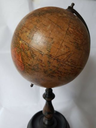 Antique Vintage Geographia 6 Inch Terrestrial Globe c.  1920 with Brass Meridian 6
