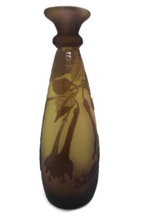 Emile Galle Glass Vase Cameo Solifleur C.  1905 - 1908 Art Nouveau Antique