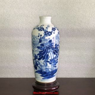Chinese Vietnamese 19thc Qing Blue & White Porcelain Meiping Wine Bottle Vase