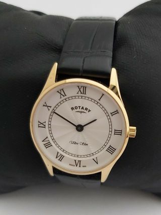 Rotary Womens Ultra Slim Watch Ls08303/01 Gold Stainless Steel Leather