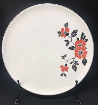 Vintage Hall Pottery Red Poppy Cake Plate