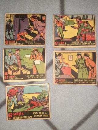 G - Men & The Heroes Of The Law 5 Vintage Cards