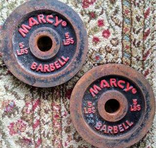 2 Vintage 5 Lb Marcy’s Barbell Weight Plates Standard 1” Hole Total 10lb