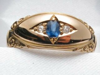 Antique Victorian 18ct Gold Sapphire & Diamond Ring Birmingham 1898 In Case