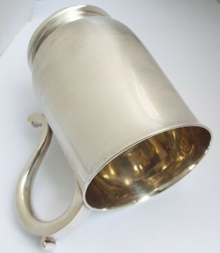FINE LARGE HEAVY MAPPIN & WEBB ENGLISH ANTIQUE 1938 STERLING SILVER PINT TANKARD 3
