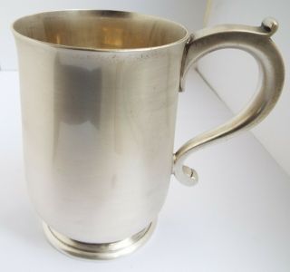 FINE LARGE HEAVY MAPPIN & WEBB ENGLISH ANTIQUE 1938 STERLING SILVER PINT TANKARD 4