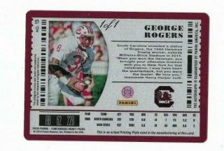 GEORGE ROGERS 15 2019 Contenders Draft Picks AUTO PRINTING PLATE ONE of ONE 2