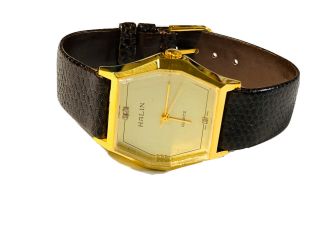 Vintage Halin Men’s Quartz GoldTone Wrist Watch Old Stock 1970s (1393M) 2
