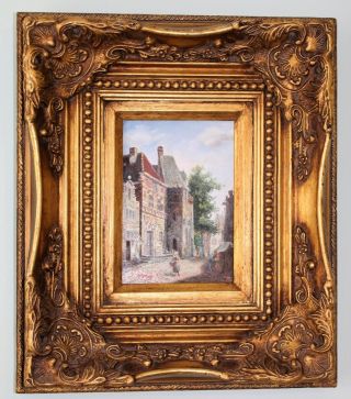 J.  Morris,  19th Century Antique Oil On Canvas Painting In Wood Gilt Frame