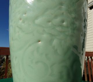Chinese Longquan Celadon Glazed Porcelain Vase 19th C.  Qing Period 12 