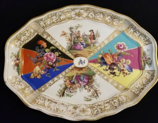 Antique Meissen Hand Painted Porcelain Plate Platter 16 "