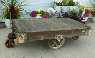 Antique Lineberry Rustic Railroad Rr Station Rotating Baggage Cart Wilkesboro Nc