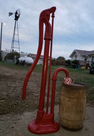 (kerrihard Company) 40 " Red Oak,  Iowa ".  Hand Antique Farm Well Pump.