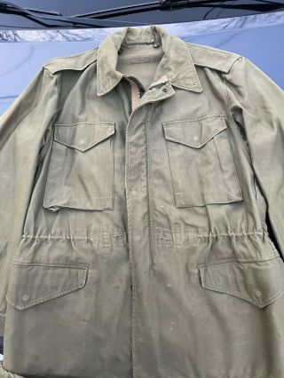 Vintage Korean War Us Army M - 1951 Field Shell Jacket Long Medium - Dated 3/13/52