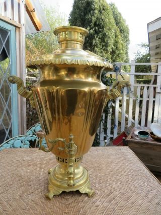 Antique Russian Conical Shaped Brass Large Samovar Coffee/tea Urn