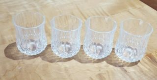 Vintage ♡ Set Of Four Lead Crystal Cut Glass ♡ Aperitif Cordial Shot Glasses