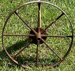 Old Antique Vintage Steel Wheelbarrow / Cart / Buggy Wheel Yard Garden Decor