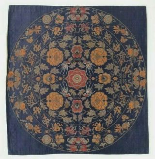Antique Chinese Silk Embroidery Panel Kesi W/ Buddhist Symbols & Birds 19/20th C