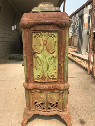 Antique Cast Iron Ruud Humphrey Ornate Water Heater Copper Coil NO 4 - A 4 Doors 3