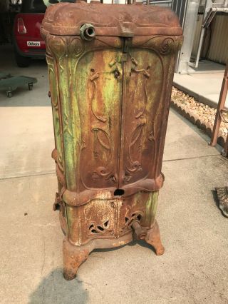 Antique Cast Iron Ruud Humphrey Ornate Water Heater Copper Coil NO 4 - A 4 Doors 4