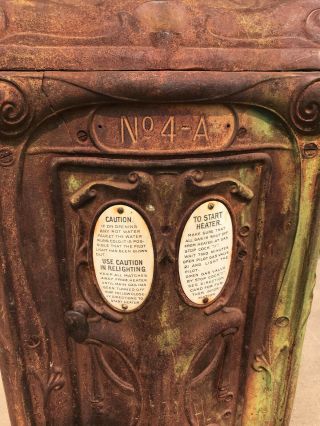 Antique Cast Iron Ruud Humphrey Ornate Water Heater Copper Coil NO 4 - A 4 Doors 5