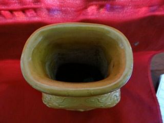 Fine Antique Chinese Qing Yellow Glazed Porcelain Vase Raised Decoration 5