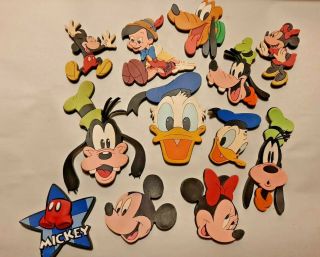 12 Vintage Disney Mickey Mouse Minnie Pluto Donald Duck Rubber Fridge Magnets
