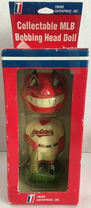 Vintage Chief Wahoo Cleveland Indians Discontinued Mascot Bobbing Head Doll G45