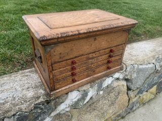 Vintage Machinist Tool Chest Box 4 Drawers - S.  J.  Co.  1920’s Antique