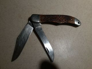Vintage Schrade Walden Ny Usa 225h 5 1/4 " 2 Blade Folding Hunter Knife Euc