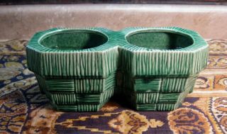 Vintage Mccoy Pottery Planter Wiht Green Textured Surface 1953