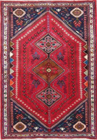 One - Of - A - Kind Vintage Geometric Tribal Abadeh Oriental Hand - Knotted 4x6 Wool Rug