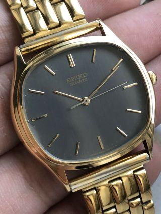 Vintage Nos Seiko Quartz 3421 5160 Stainless Steel Gold Tone Men Watch