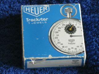 Heuer Trackstar Stopwatch,  Box.  7 Jewels.  Made In Switzerland.