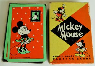 Vintage Walt Disney Enterprises Minnie Mouse Complete Set Of Playing Cards W/box