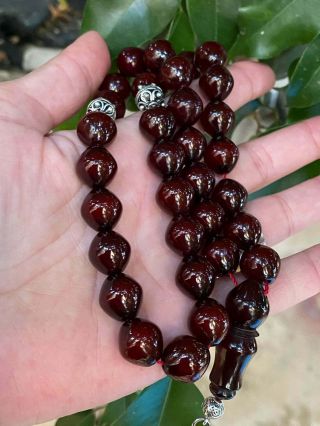 Handmade German Faturan Rosary Islamic Prayer 33 Beads Misbaha Tasbih 67grm Red 2